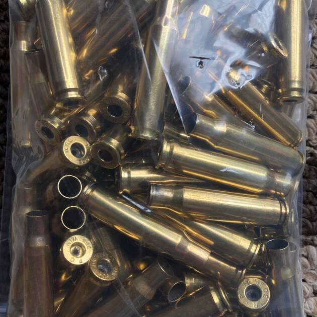 50 pieces .308 Range Brass Cleaned/Deprimed