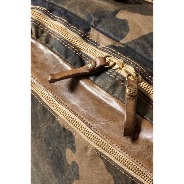 Canvas & Leather Laptop Backpack - Camoflauge - Image 3