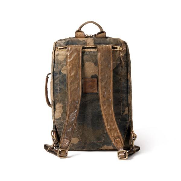 Canvas & Leather Laptop Backpack - Camoflauge - Image 5