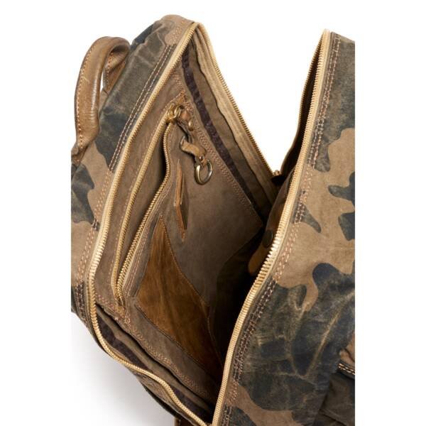 Canvas & Leather Laptop Backpack - Camoflauge - Image 4