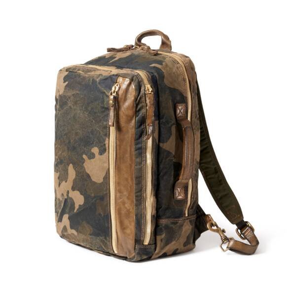 Canvas & Leather Laptop Backpack - Camoflauge - Image 2