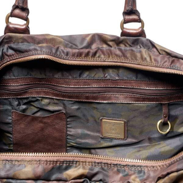 Canvas & Leather Travel Bag - Camoflauge - Image 3