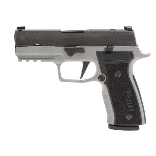 Sig Sauer P320-AXG Carry 9mm 3.90" Compact Pistol 10rds, Stainless – Reliable and Durable – 320AXGCA-9-RTXR3-R2-10
