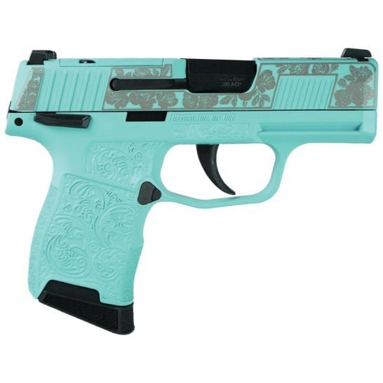 Sig Sauer P365-380 Gun & Roses .380 ACP 3.10" 10rds, Tiffany Blue
