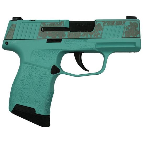 Sig Sauer P365 Optic-Ready Gun & Roses 9mm 3.10" 10rds, Tiffany Blue